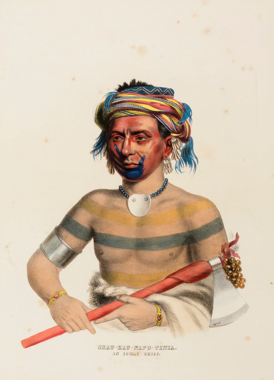 SHAU-HAU-NAPO-TINTA. EN HÖVDING FRÅN IOWAY. av Charles Bird King