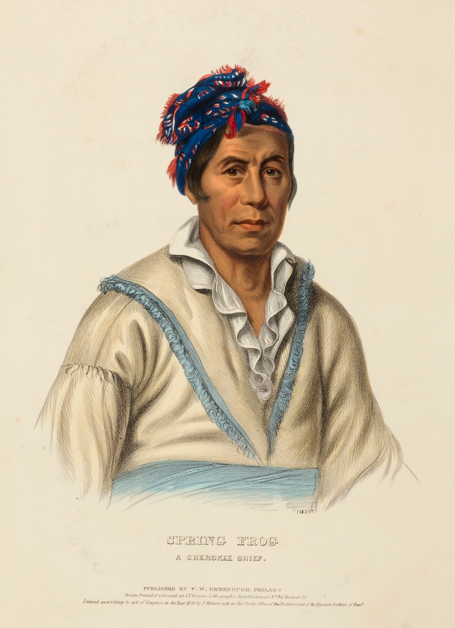 SPRING FROG. EN CHEROKEE CHIEF, från Historia om indianstammarna i Nordamerika av Charles Bird King