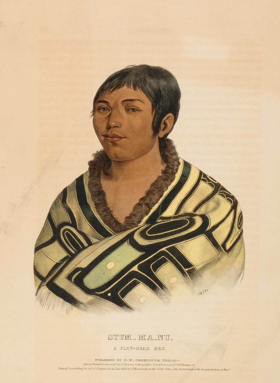 STUM-MA-NU, A FLAT-HEAD BOY, från Historia om indianstammarna i Nordamerika av Charles Bird King