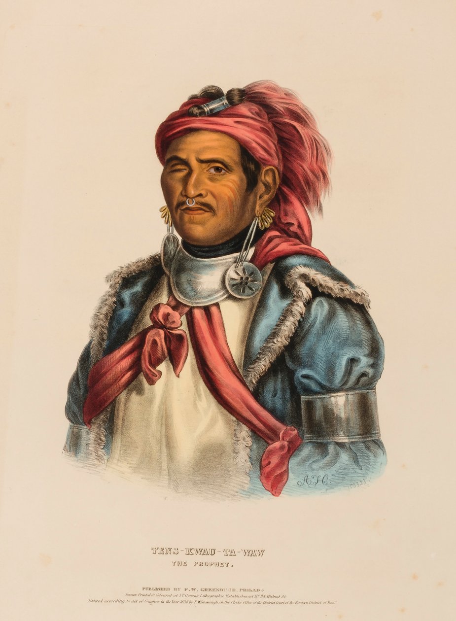 TENS-KWAU-TA-WAW. THE PROPHET, från Historien om indianstammarna i Nordamerika av Charles Bird King
