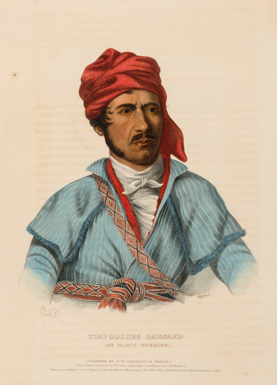 TIMPOOCHEE BARNARD. AN UCHEE WARRIOR, från Historien om Nordamerikas indianstammar av Charles Bird King