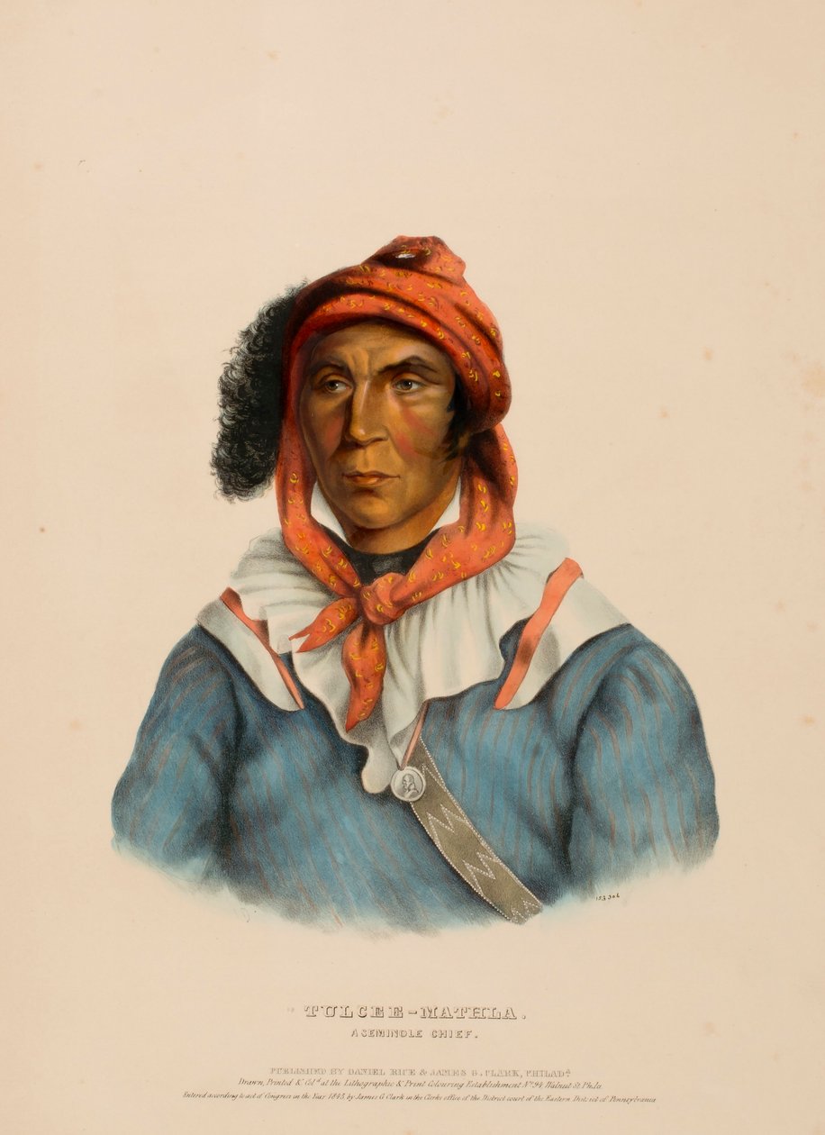 TULCEE-MATHLA. A SEMINOLE CHIEF., från Historien om Nordamerikas indianstammar av Charles Bird King