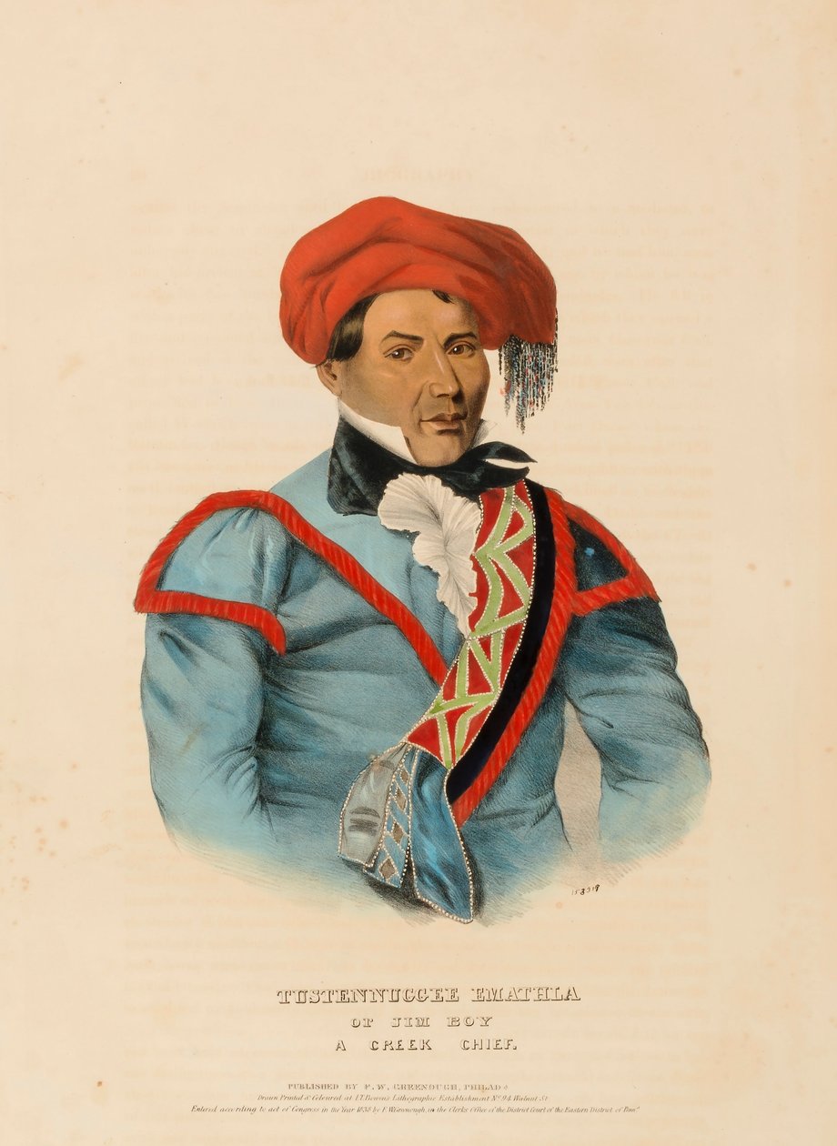 TUSTENNUGGEE EMATHLA, från Historien om Nordamerikas indianstammar av Charles Bird King