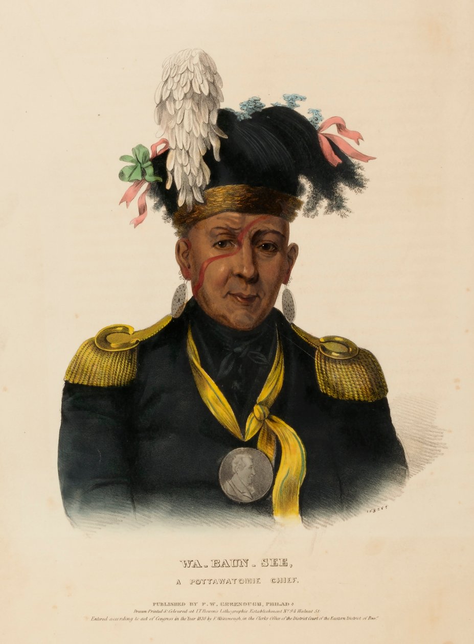 WA-BAUN-SEE, EN CHEF FÖR POTTAWATOMIE, från Historia om Nordamerikas indianstammar av Charles Bird King