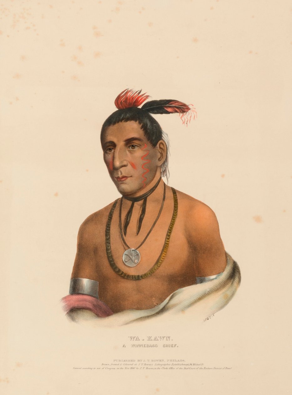 WA-KAWN, EN WINNEBAGO-HÖVding, från Historien om Nordamerikas indianstammar av Charles Bird King