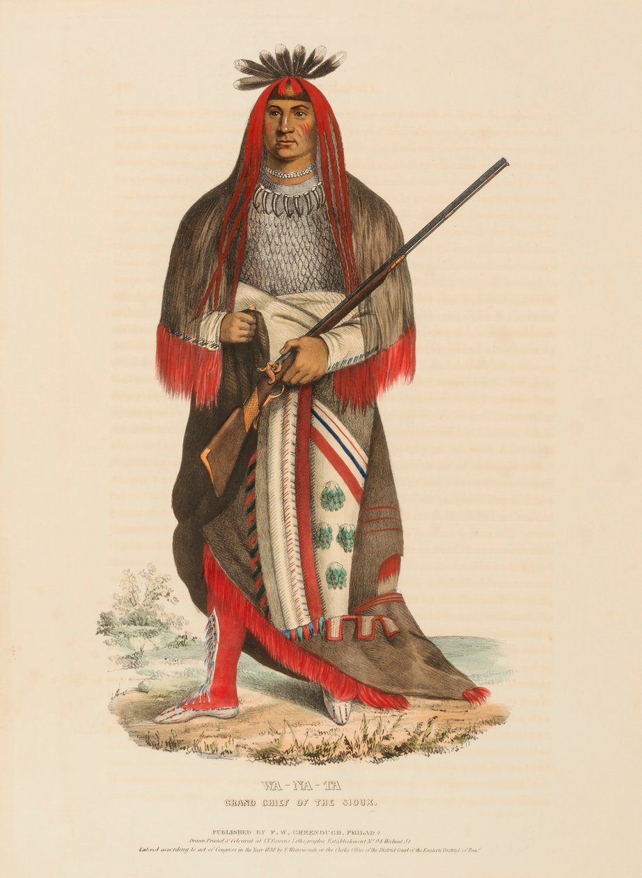 WA-NA-TA. STORHÖVEDARE FÖR SIOUX, från Historia om indianstammarna i Nordamerika av Charles Bird King