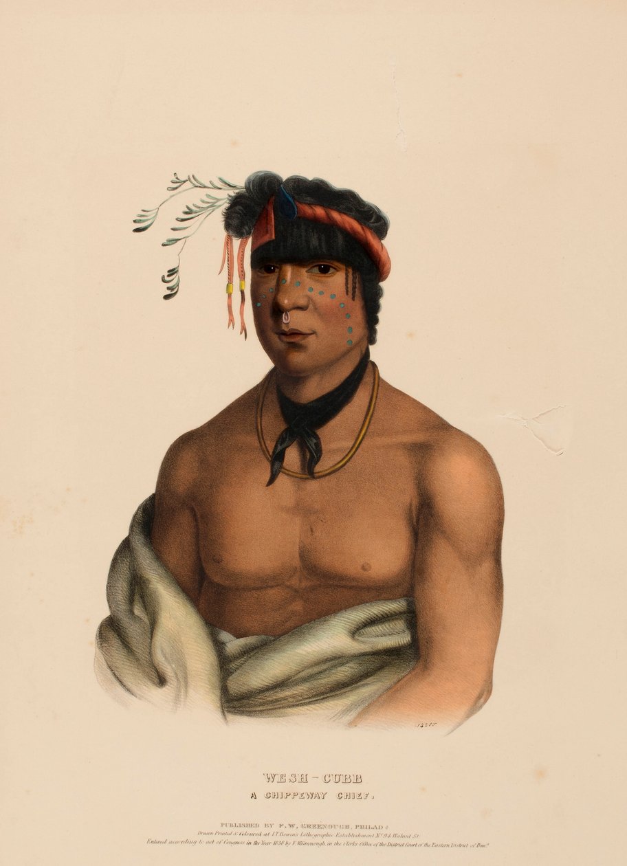 WESH-CUBB. EN CHIPPEWAY-HÖVding, från Historia om Nordamerikas indianstammar av Charles Bird King