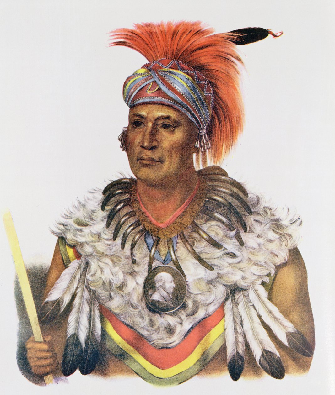 Wapella eller Prince Chief of the Foxes, 1837, illustration från "The Indian Tribes of North America, Vol.2", av Thomas L. McKenney och James Hall, pub. av John Grant av Charles Bird King