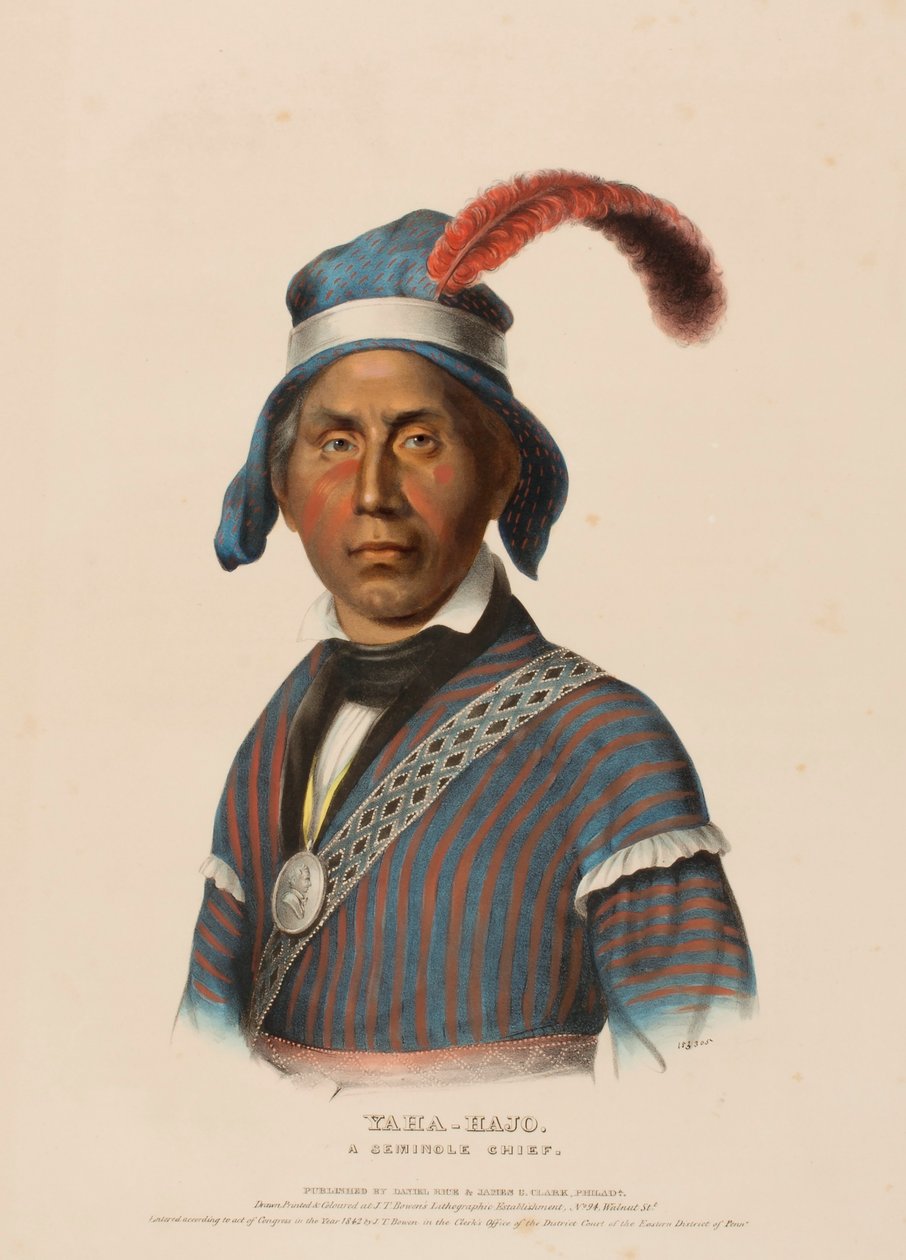 YAHA-HAJO. A SEMINOLE CHIEF., från Historia om indianstammarna i Nordamerika av Charles Bird King