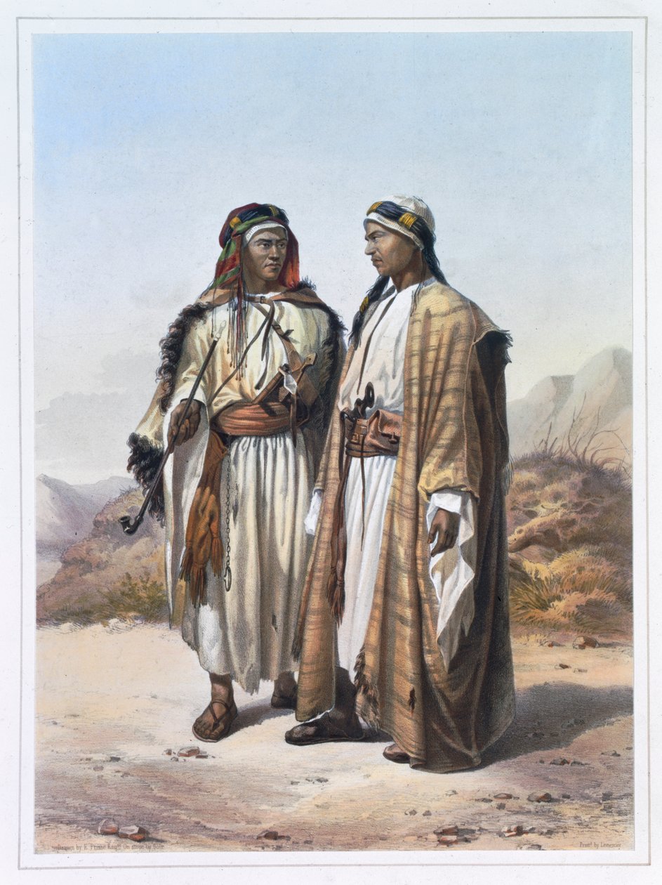 En Mahazi och en Soualeh-beduin, 1848 av Charles Bour