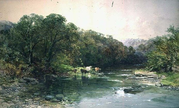 On the Dee, North Wales: Boskapsdrickande av Charles Branwhite