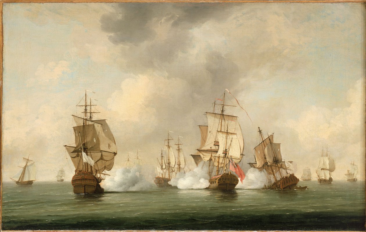Kommendör Walkers insats: kaparen "Boscawen" i strid med en fransk flotta, 23 maj 1745 av Charles Brooking