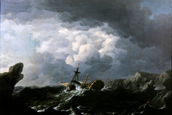 HMS Lichfields förlisning utanför Marockos kust den 29 november 1758 (olja på duk) av Charles Brooking