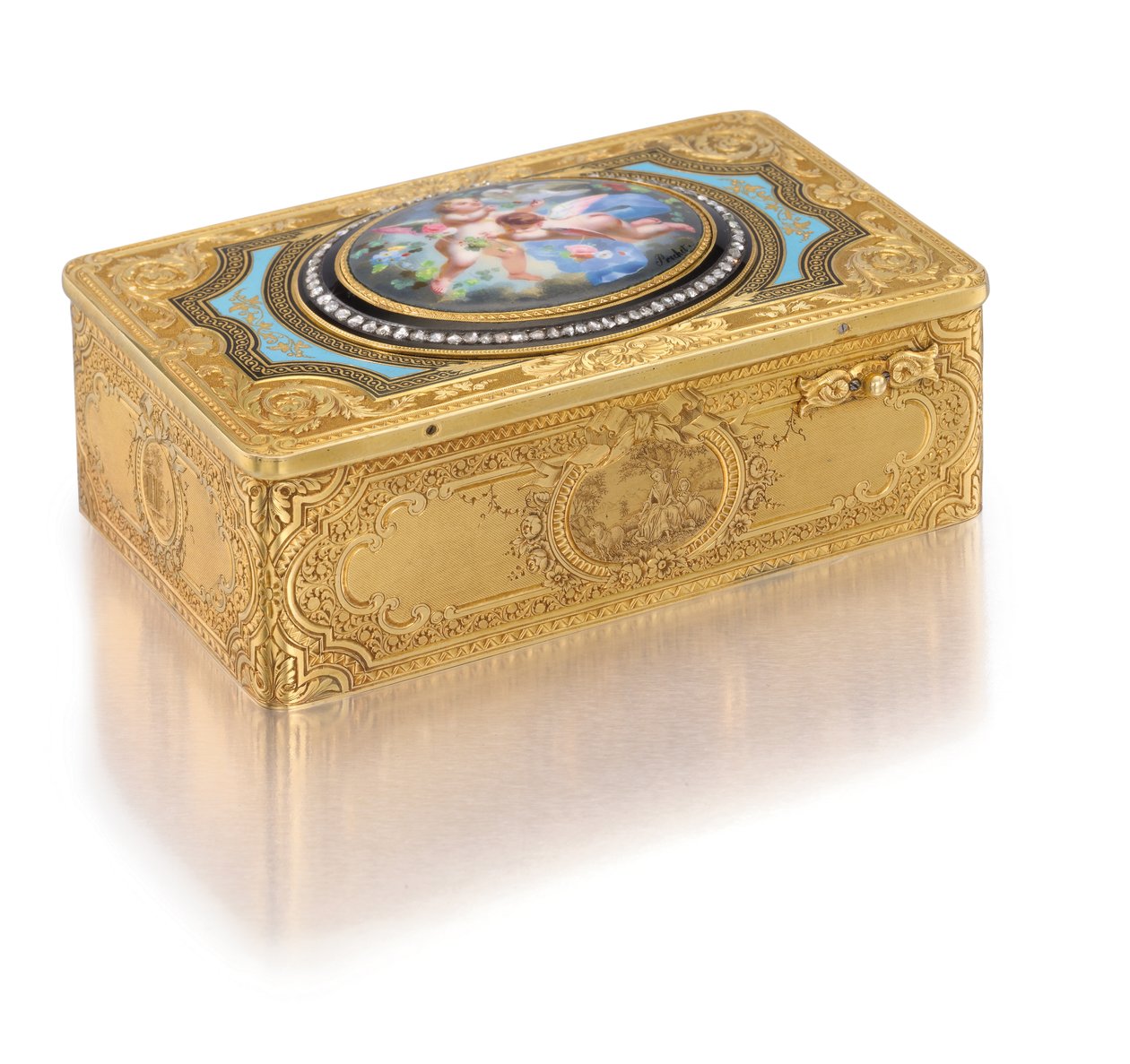 Sångfågellåda, ca 1840 (guld, diamanter och emalj) av Charles Bruguier