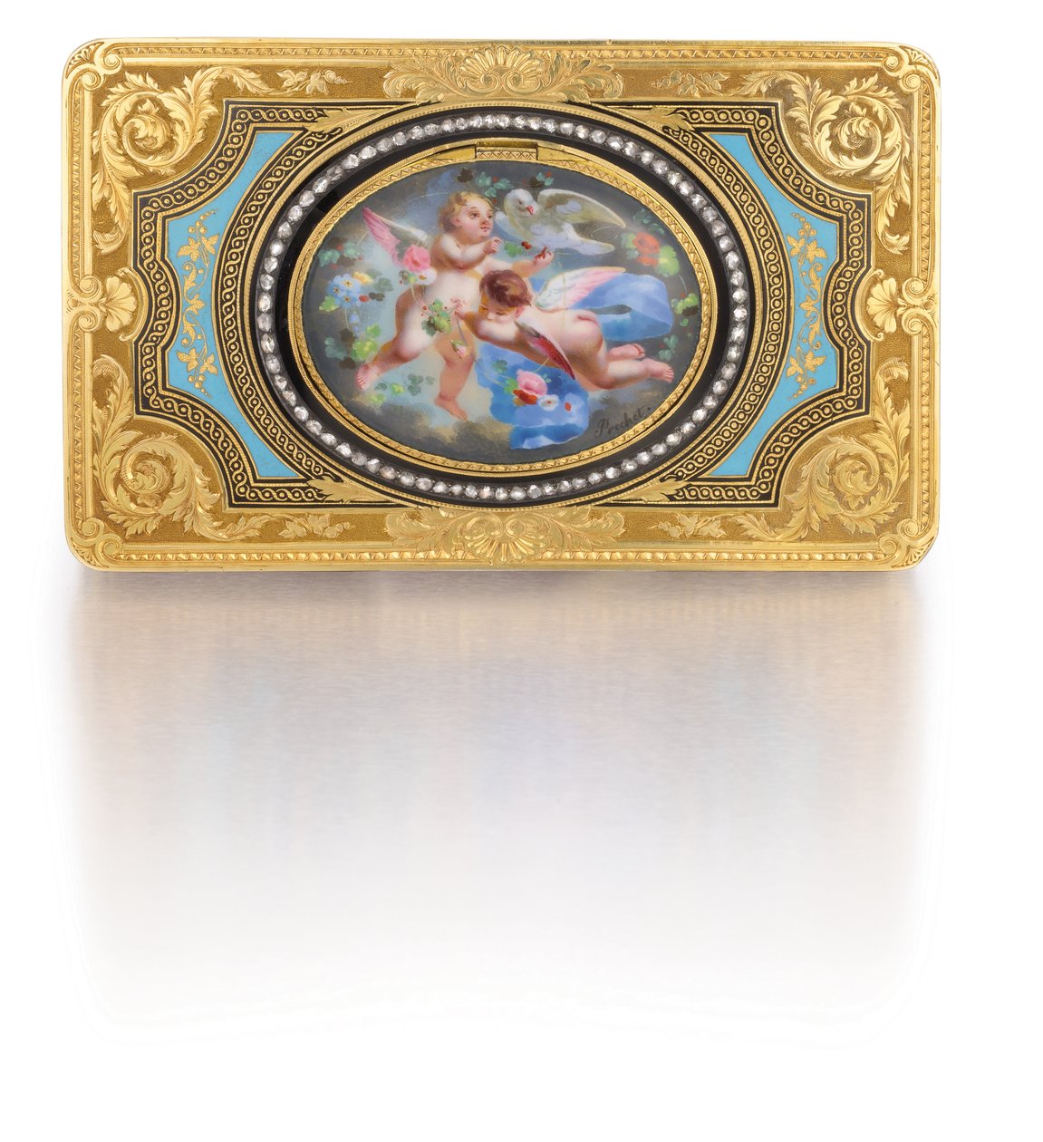 Sångfågellåda, ca 1840 (guld, diamanter och emalj) av Charles Bruguier