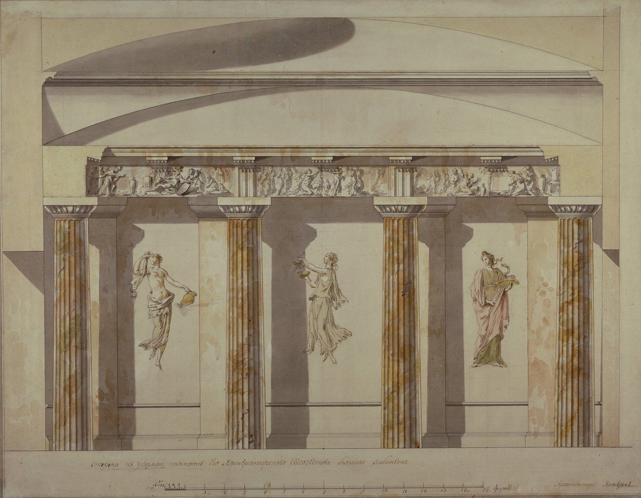 Design för det stora kabinettet i Pavlovsk-palatset, tidigt 1780-tal av Charles Cameron