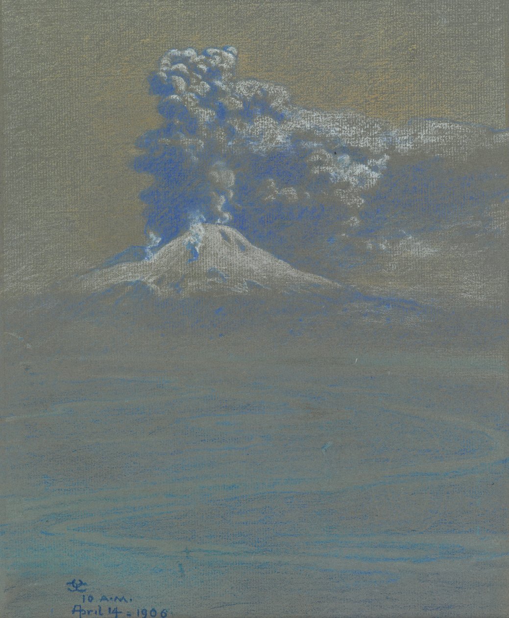 A Shower of Ashes Upon Ottaviano, 1906 (pastell på gråblått papper) av Charles Caryl Coleman