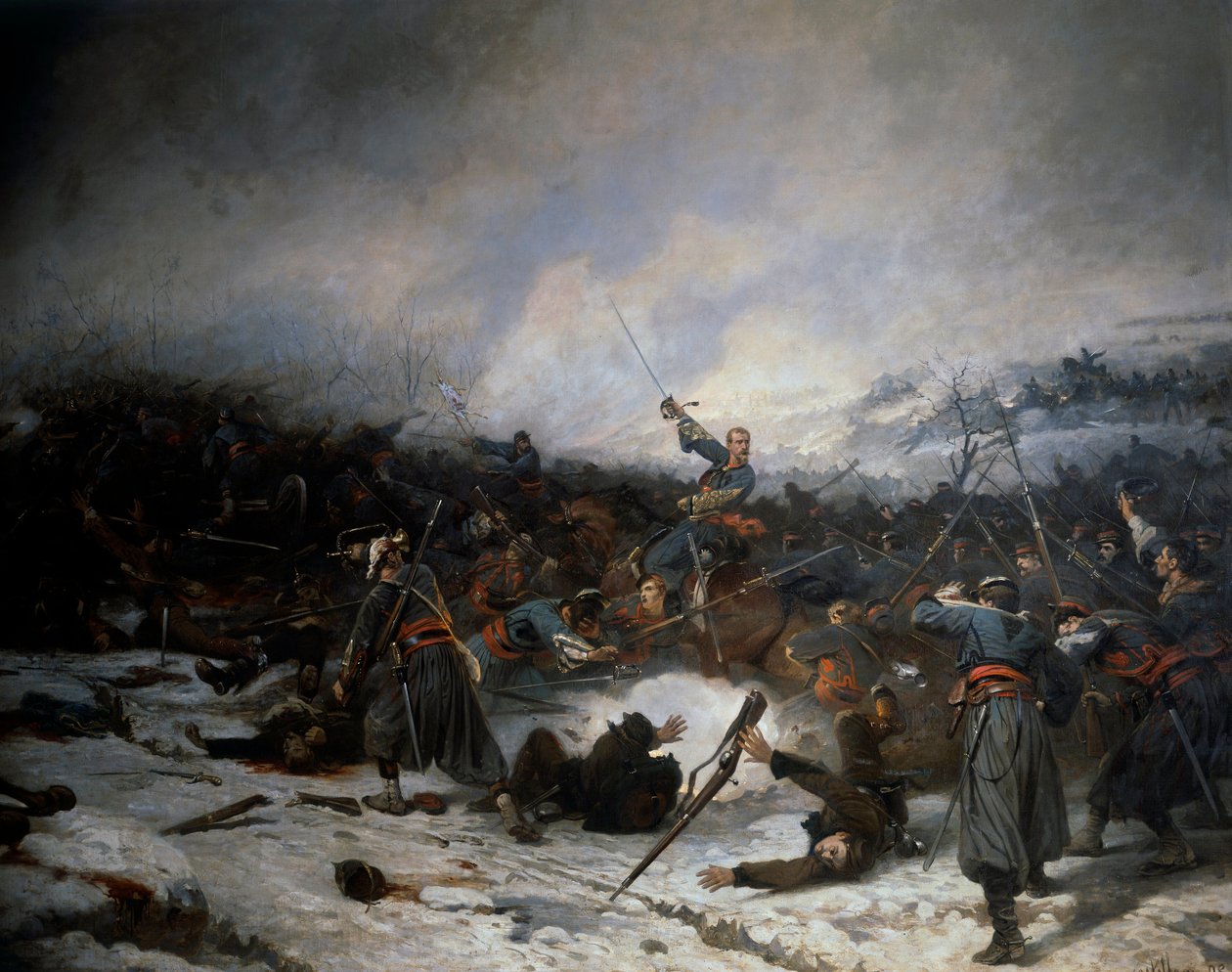 Fransk-preussiska kriget 1870: "" Slaget vid Laigny den 2 december av Charles Castellani