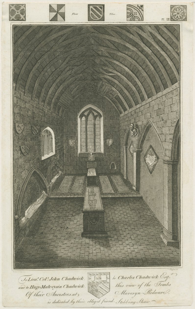 Mavesyn Ridware - Mortuary Chapel of the Mavesyn: gravyr och [sent 18th cent] (tryck) av Charles Chadwick