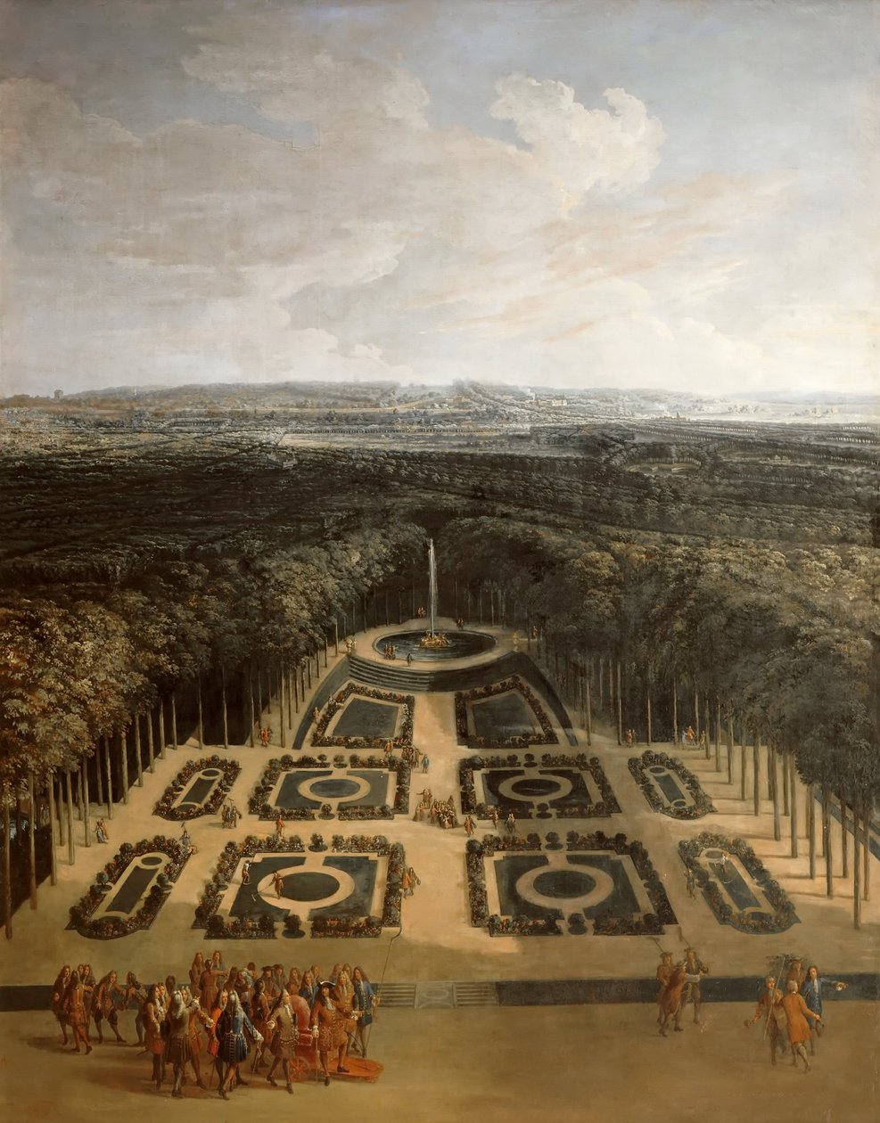 Ludvig XIV:s strandpromenad i Grand Trianons trädgårdar av Charles Chastelain
