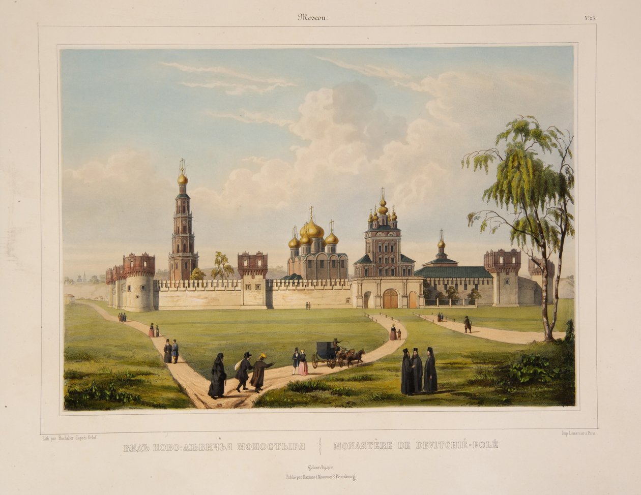 Utsikt över Novodevichy-klostret i Moskva, 1840-talet av Charles Claude Bachelier