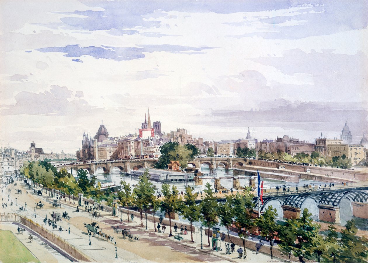 Paris, från fönstret i Salle dApollon i Louvren mot öster, juli 1867 av Charles Claude Pyne