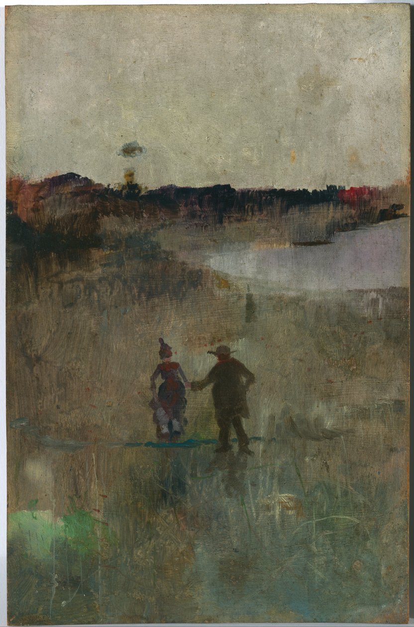 Landskap med två små figurer, Richmond, NSW av Charles Edward Conder