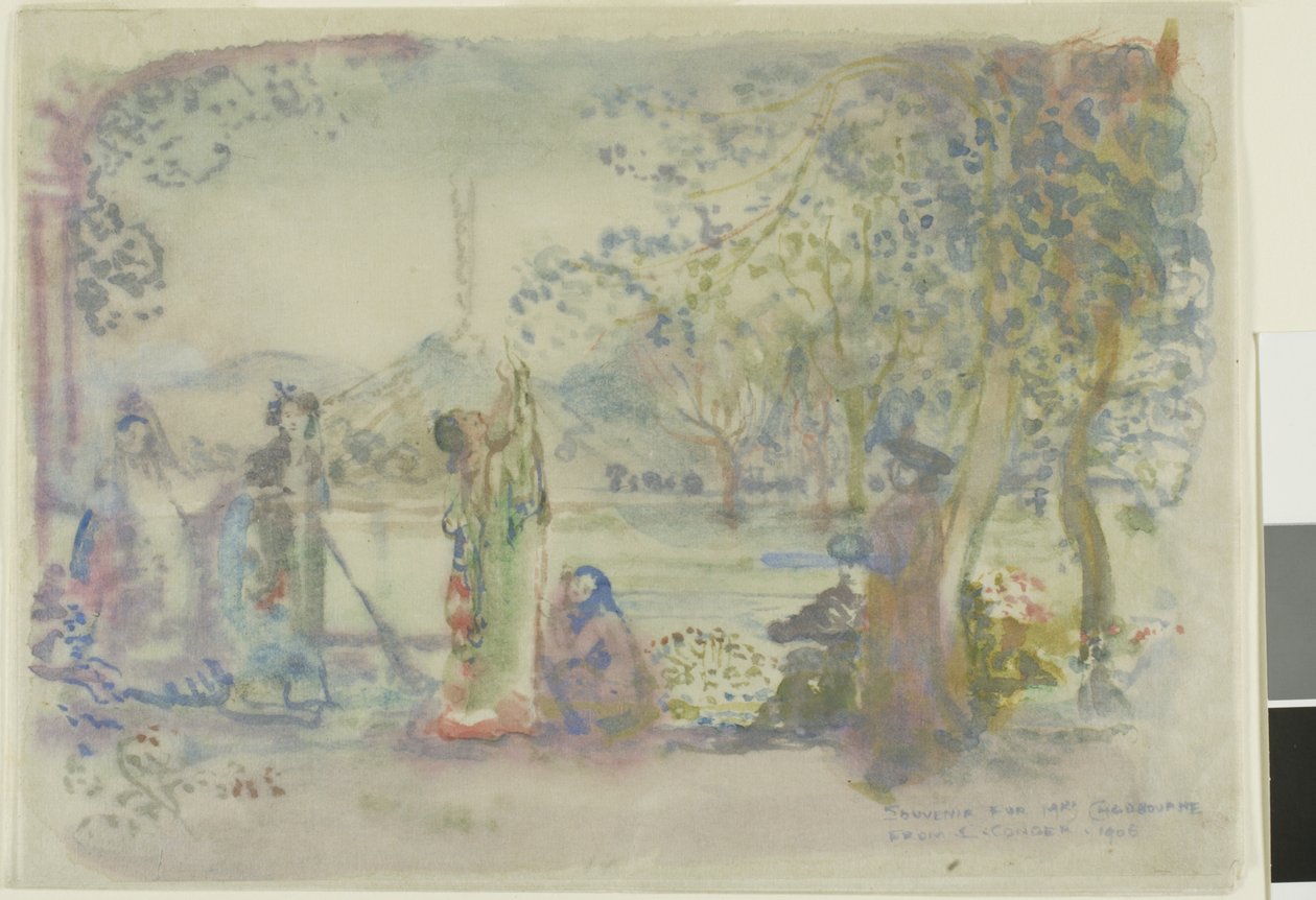 Scen på en sjö på morgonen av Charles Edward Conder
