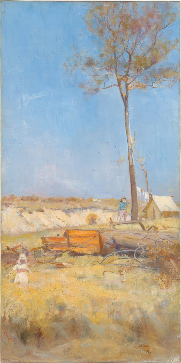 Under en sydlig sol (vedklyvarens läger) av Charles Edward Conder