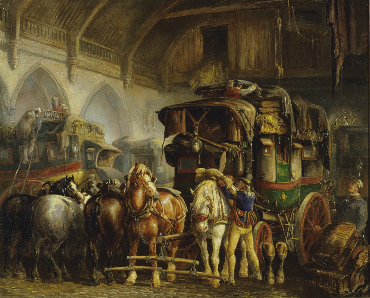 A Paris Diligence (olja på duk) (för par se 266152) av Charles Cooper Henderson