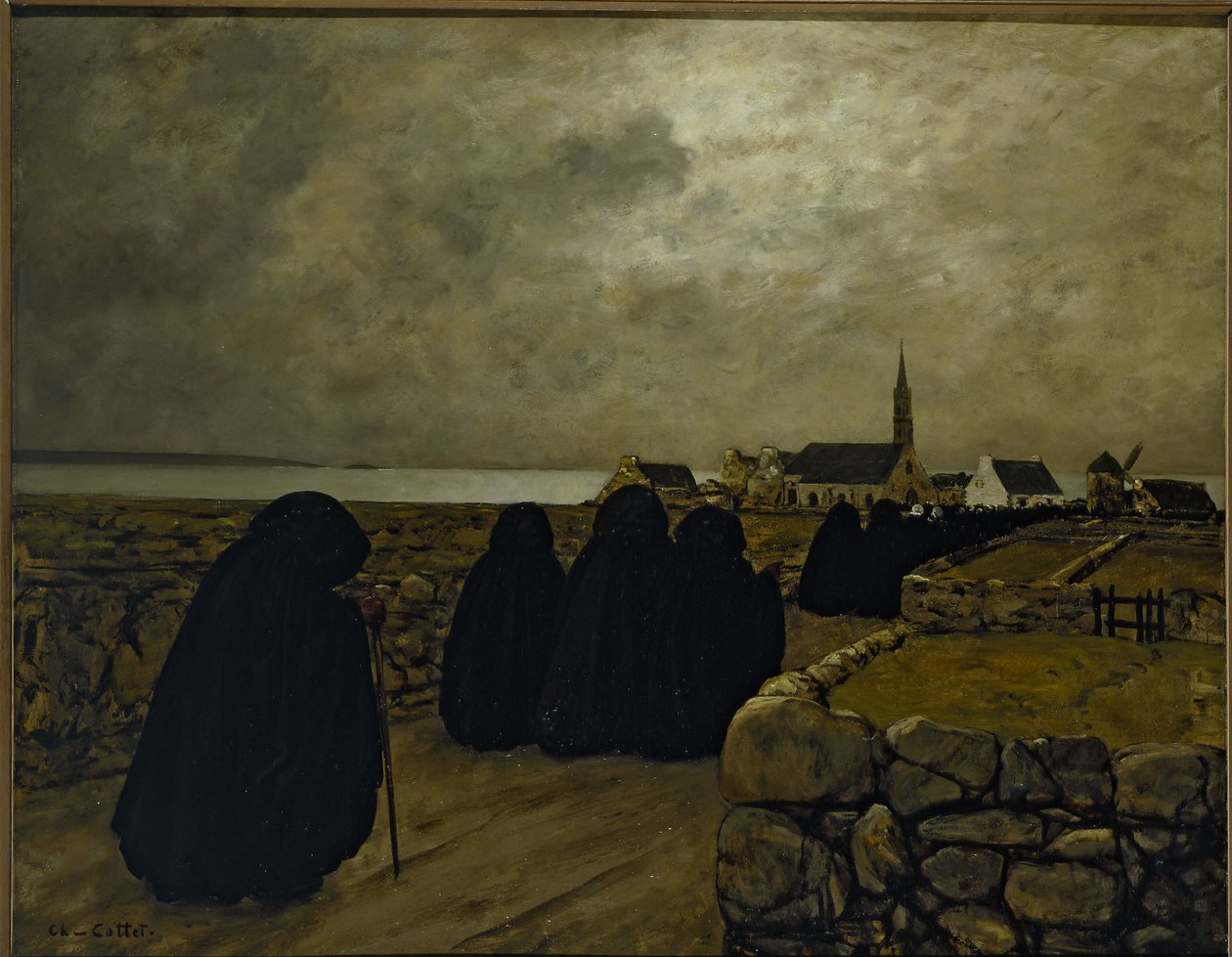 Lågmässa på vintern (Bretagne) av Charles Cottet