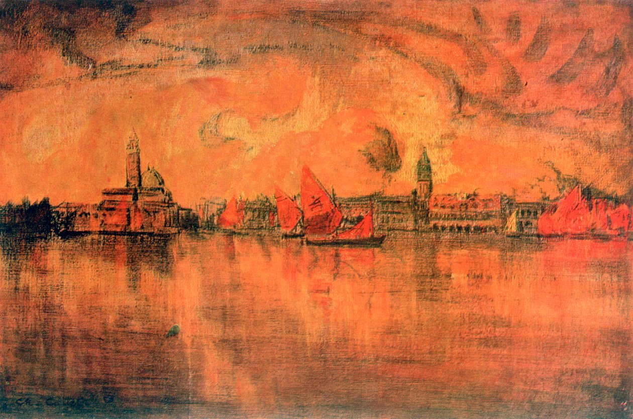 Utsikt över Venedig från havet, c1896 av Charles Cottet
