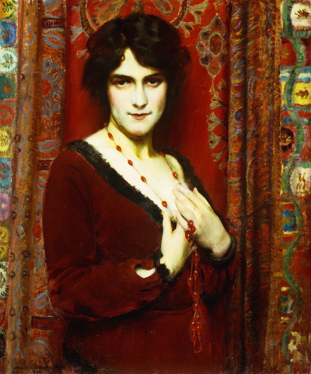 The Cornelian Necklace (Porträtt av Miss R) av Charles Courtney Curran