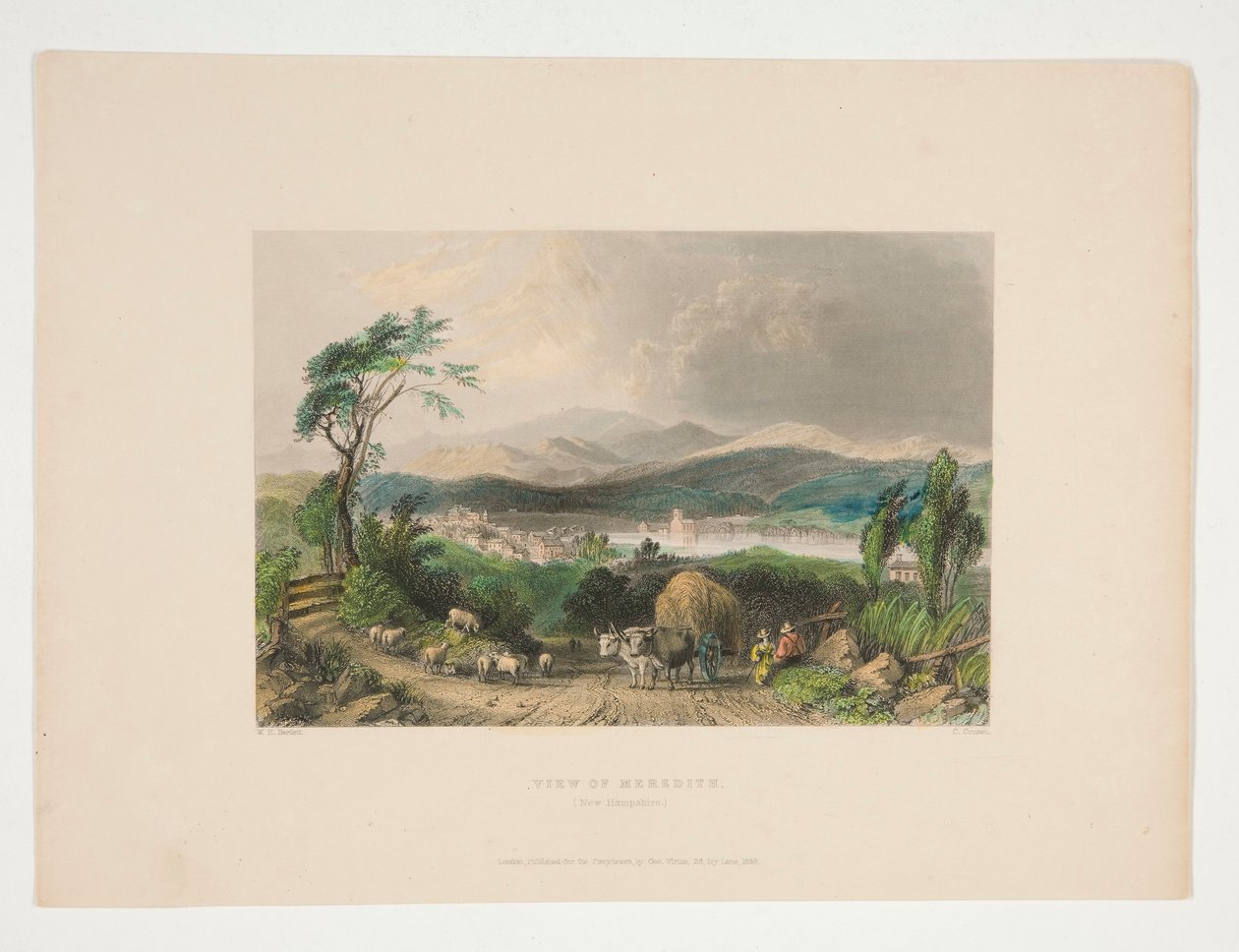 Vy över Meredith, New Hampshire, illustration för Nathaniel Parker Willis av Charles Cousen