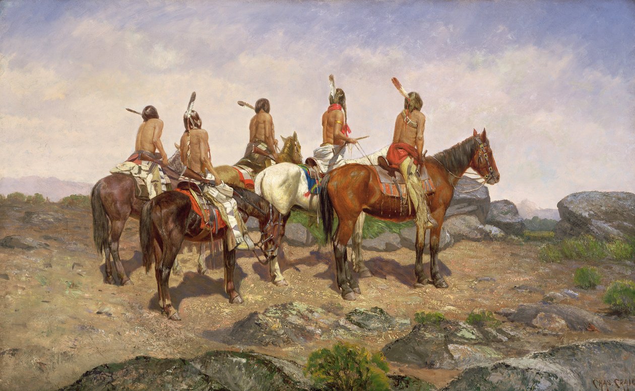 På utkik, siktar fienden (olja på duk) av Charles Craig