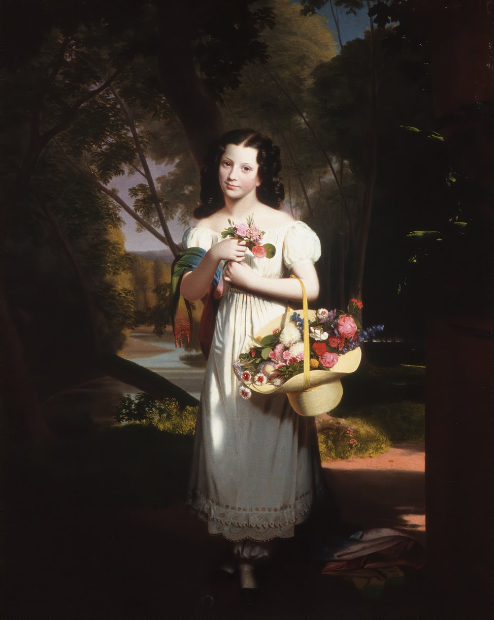 Liten flicka med blommor Amelia Palmer, ca. 1830. av Charles Cromwell Ingham
