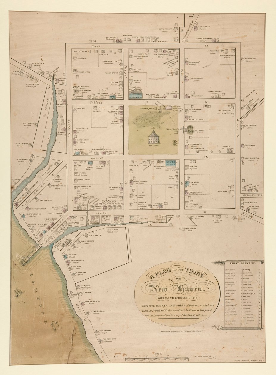 En plan över staden New Haven, (P 3903) av Charles Currier