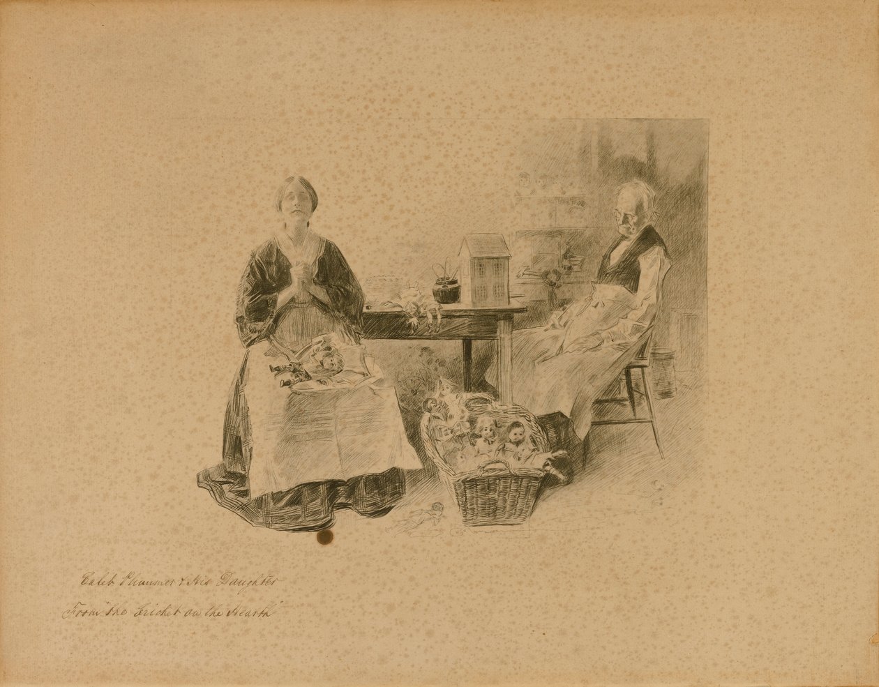 Caleb Plummer och hans dotter, ur "Syrsan på härbret" av Charles Dana Gibson