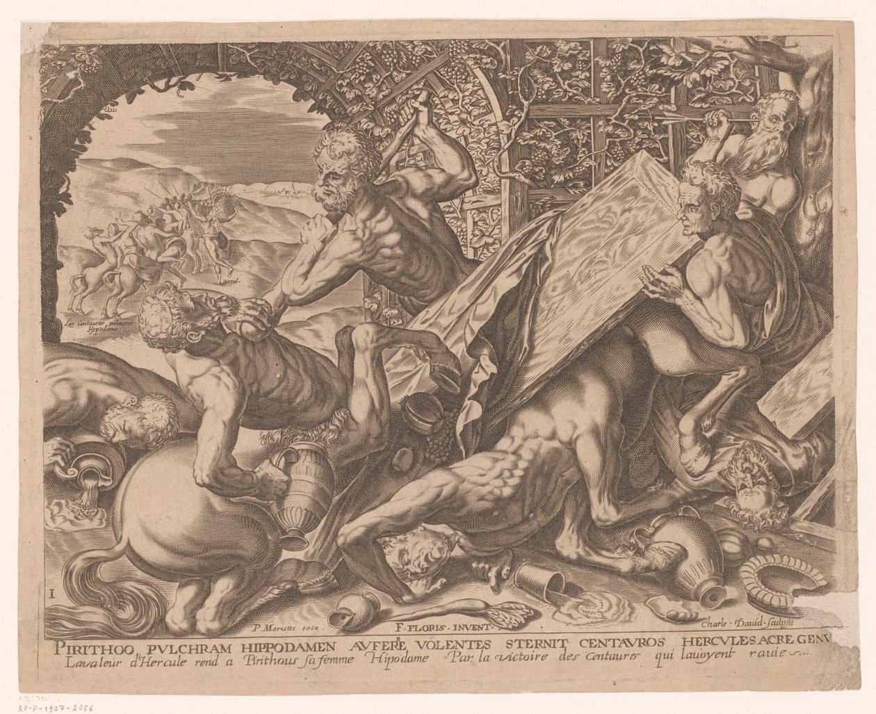 Herkules dödar kentauren Eurytion Labours of Hercules efter Frans Floris (serietitel) av Charles David