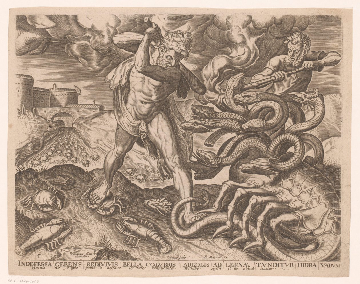 Herkules besegrar Lernas hydra Labours of Hercules efter Frans Floris (serietitel) av Charles David