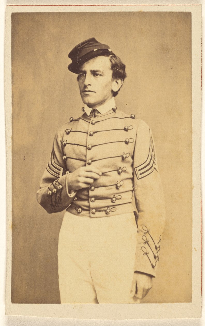 [Oidentifierad soldat från inbördeskriget med mössa, i nästan napoleansk ställning] av Charles DeForest Fredricks