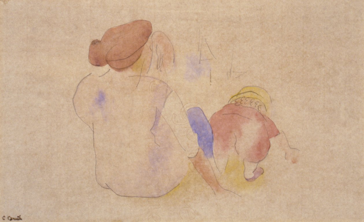 (Kvinna med barn i röd kostym) av Charles Demuth