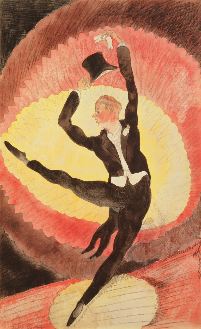 Akrobatisk manlig dansare, 1920 (wc på papper) av Charles Demuth