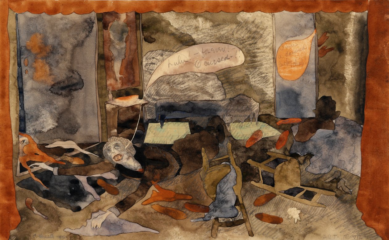 Grevinnan Gerschutz Lulus död (wc på papper) av Charles Demuth