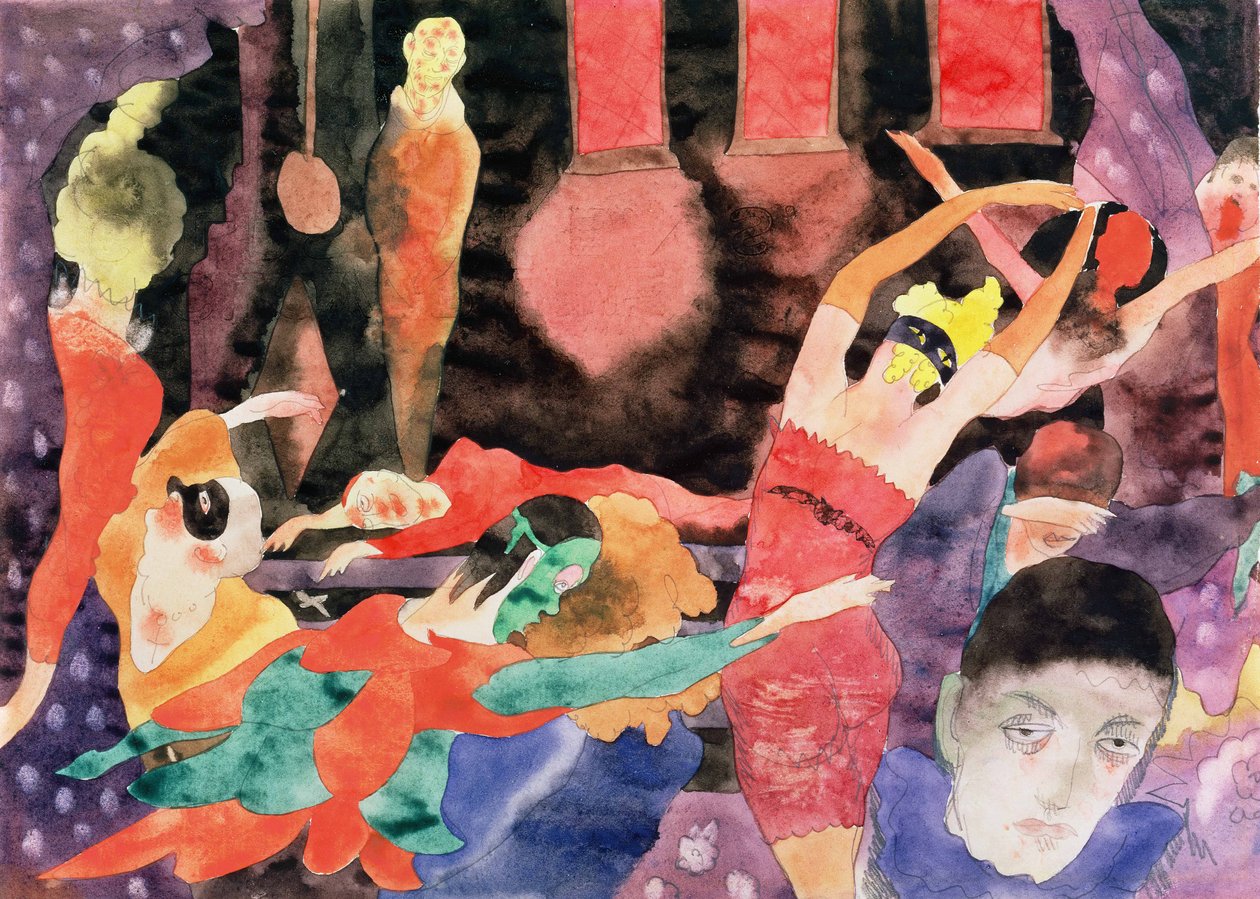 Illustration för Poes Masque of Red Death (cw på papper) av Charles Demuth