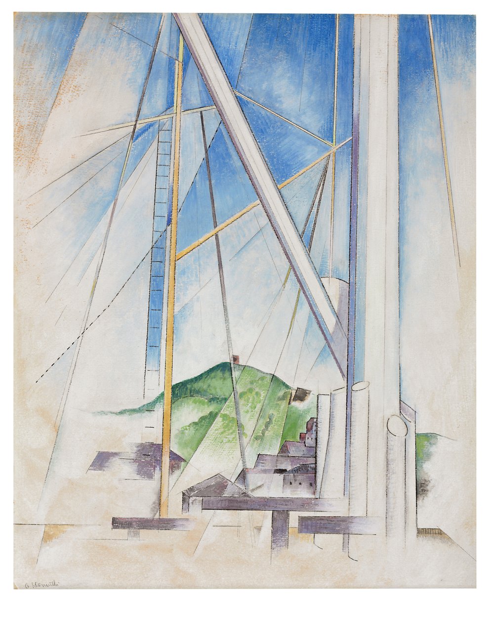 In the Key of Blue, ca 1919 (tempera & penna ombord) av Charles Demuth