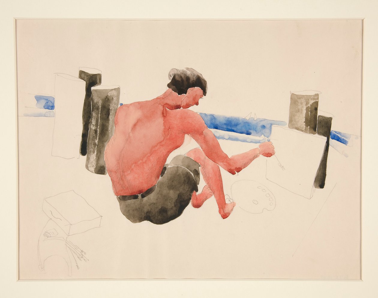 Konstnären på stranden skissar av Charles Demuth