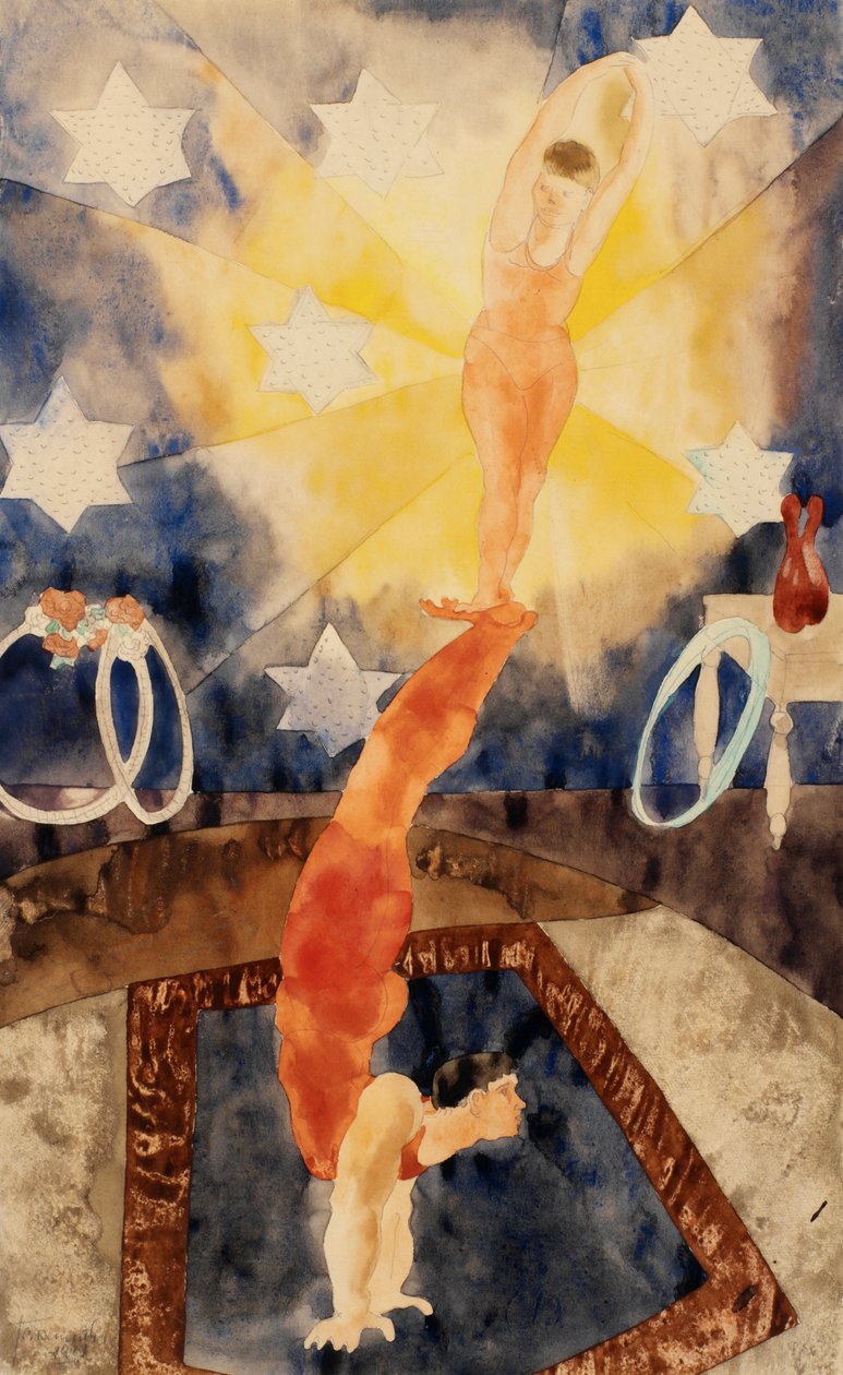 Two Acrobats in Red Tights (wc på papper) av Charles Demuth
