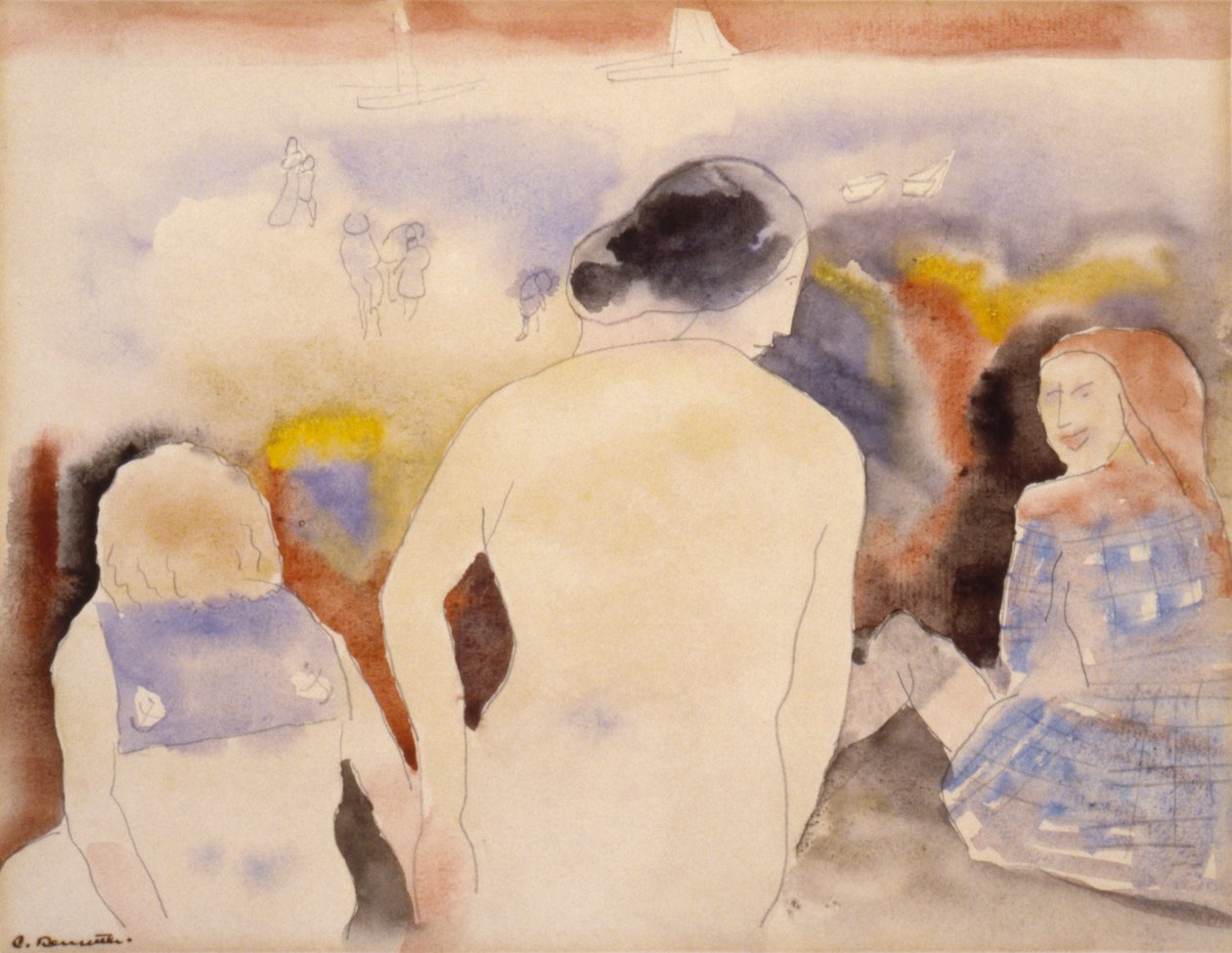 Utan titel (Kvinna med svart hår och två barn) av Charles Demuth