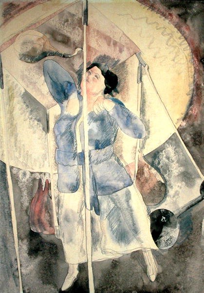 Kvinna med hålpåse (akvarell på papper) av Charles Demuth